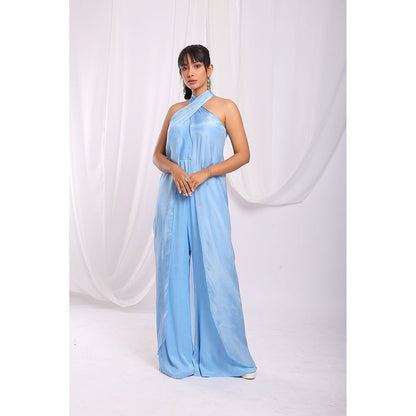 Ellemora Blue Ocean Breeze Halter Jumpsuit