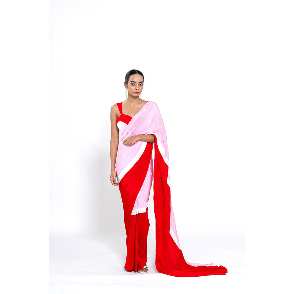 Ellemora Berry Blush Pre Drape Saree with Stitched Blouse