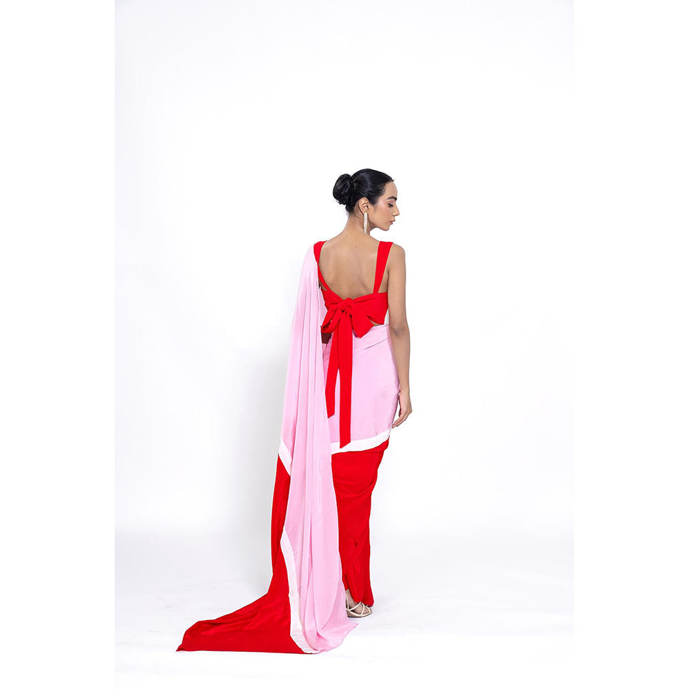 Ellemora Berry Blush Pre Drape Saree with Stitched Blouse