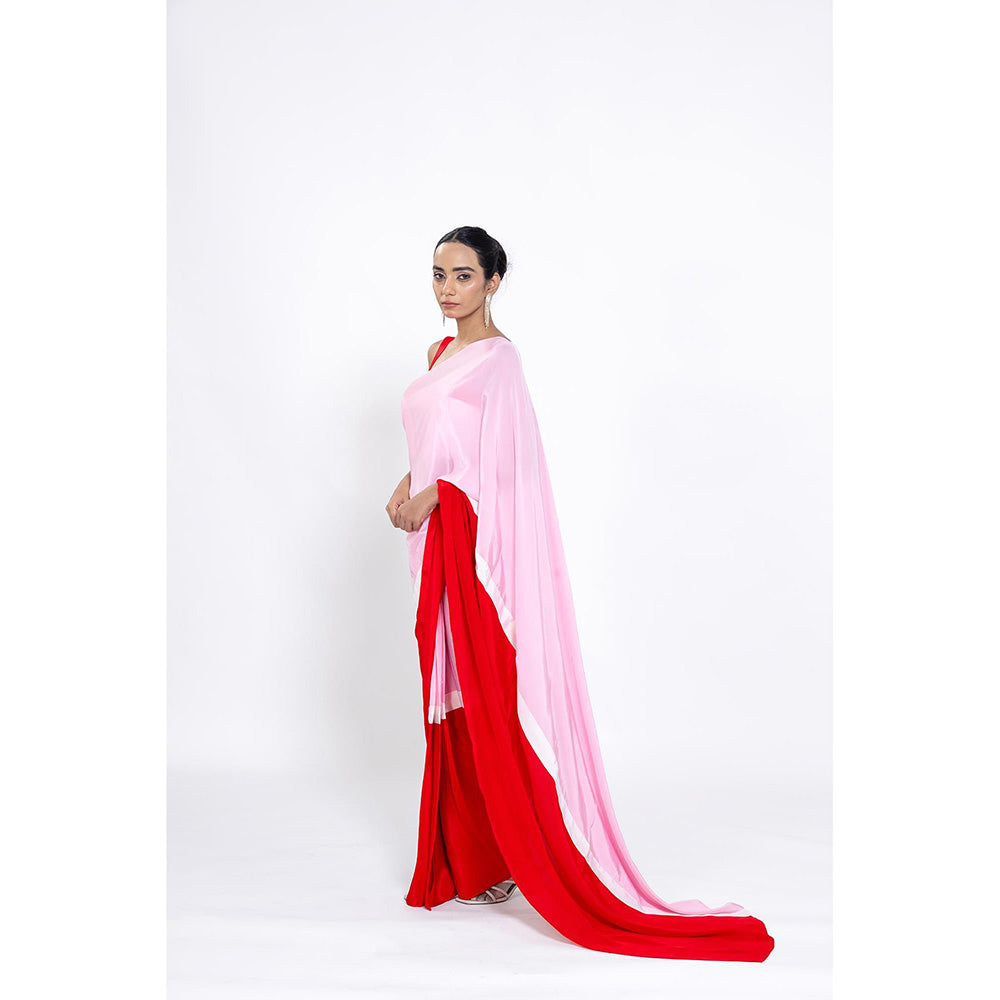 Ellemora Berry Blush Pre Drape Saree with Stitched Blouse