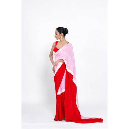 Ellemora Berry Blush Pre Drape Saree with Stitched Blouse