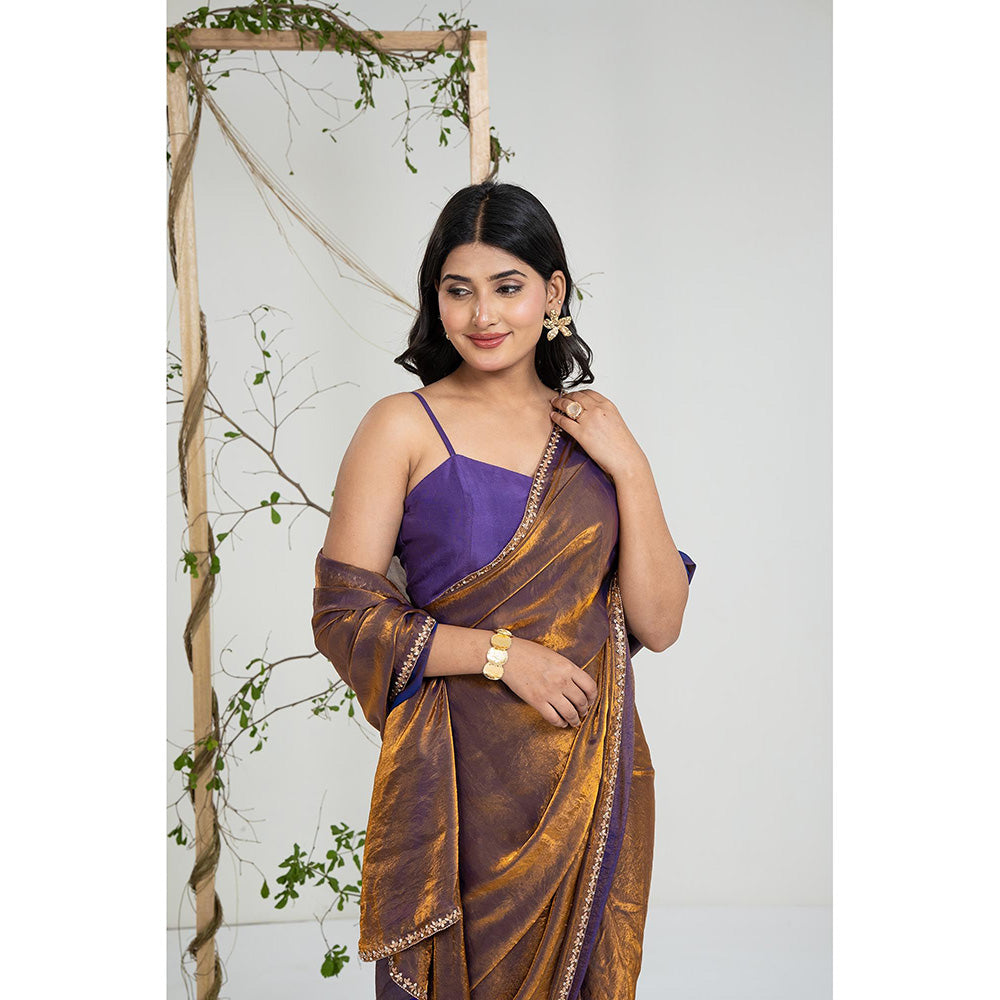 Ellemora Molten Twilight Pre Drape Saree with Stitched Blouse