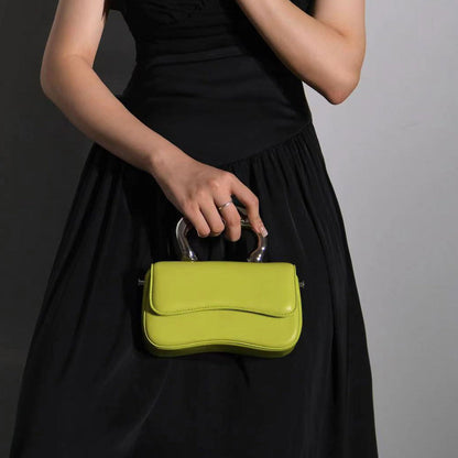 ELLEGANTI Women Green Leather Handbag