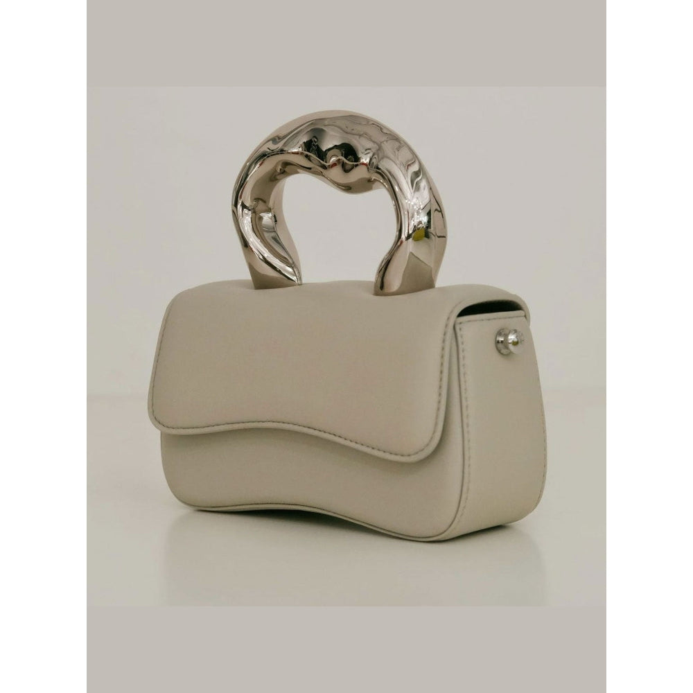 ELLEGANTI Women Beige Leather Handbag