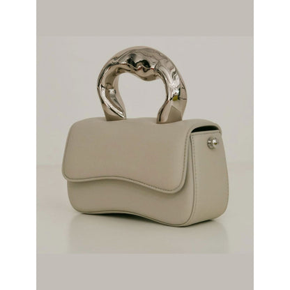 ELLEGANTI Women Beige Leather Handbag