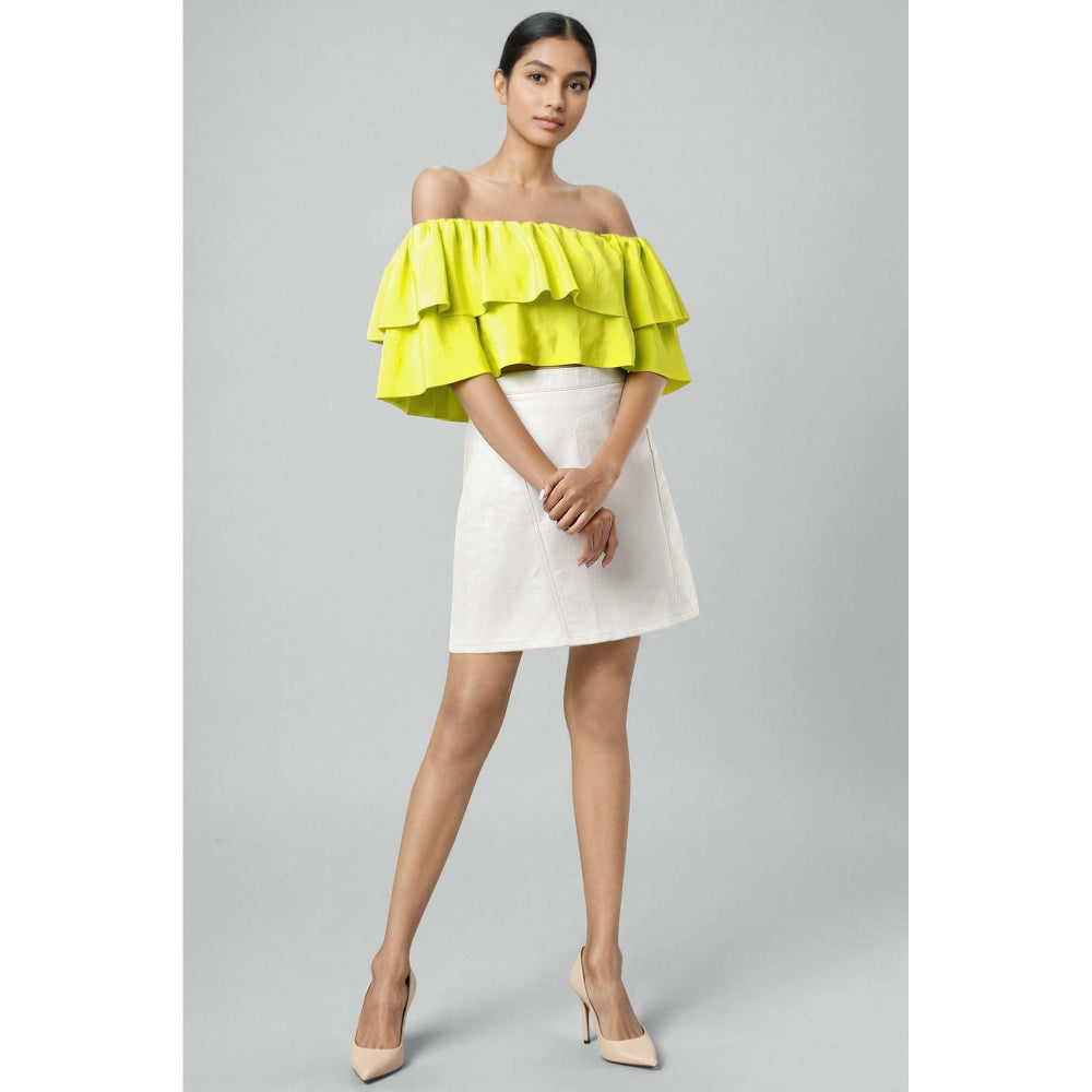 EMBLAZE Yellow Off-Shoulder Crop Top