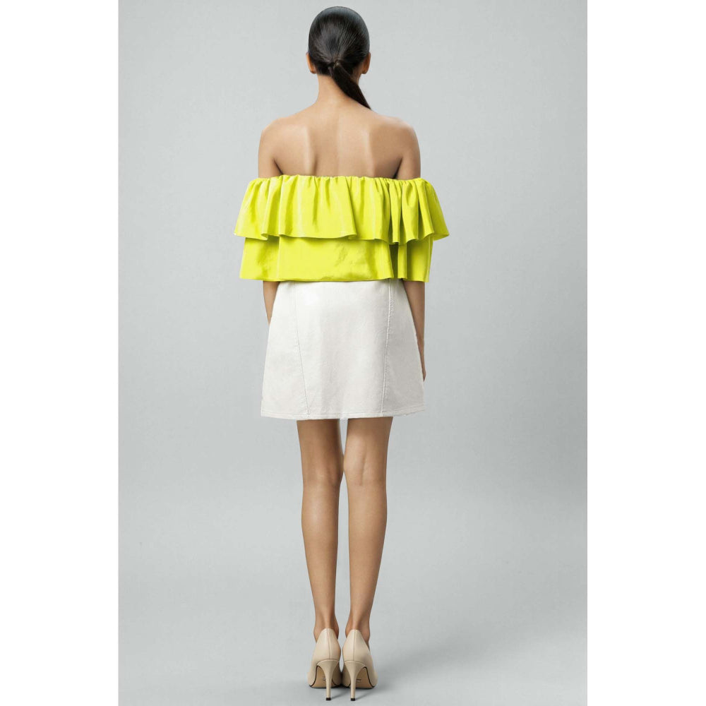 EMBLAZE Yellow Off-Shoulder Crop Top