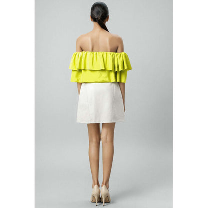 EMBLAZE Yellow Off-Shoulder Crop Top