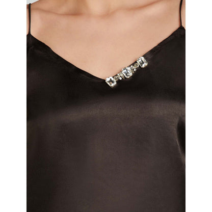 EMBLAZE Brown Satin Slip Top
