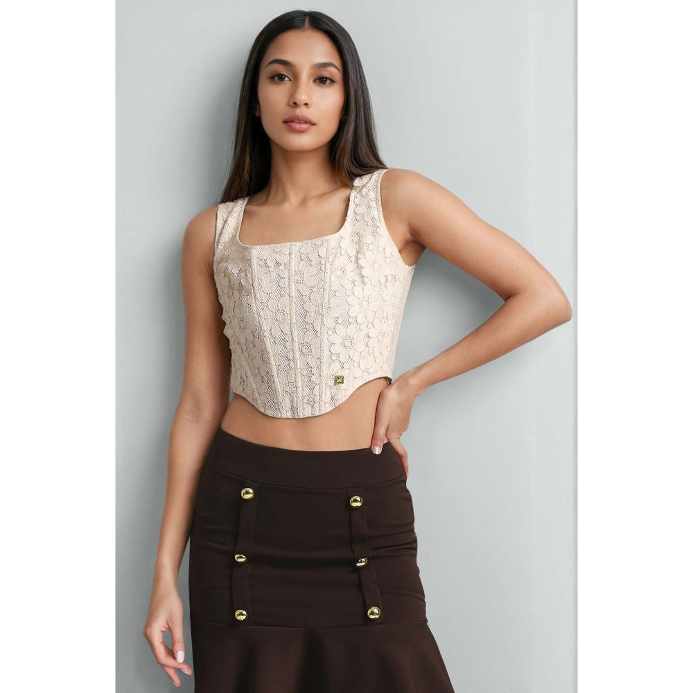 EMBLAZE White Lace Corset Top