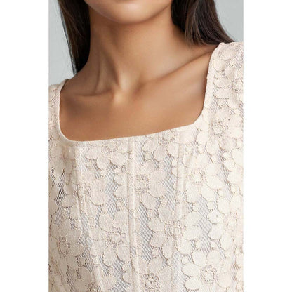 EMBLAZE White Lace Corset Top
