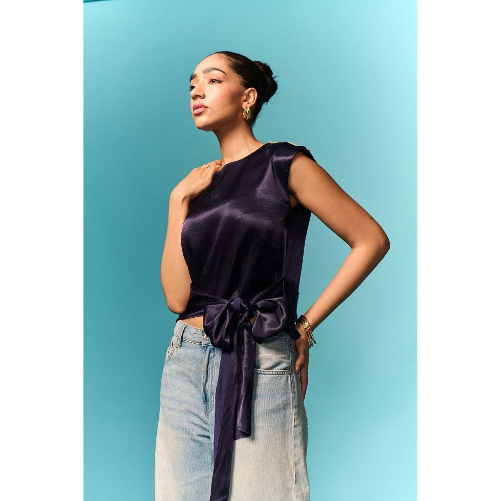 EMBLAZE Navy Blue Tie-Up Top