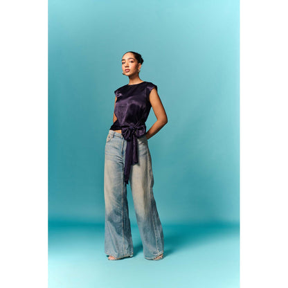 EMBLAZE Navy Blue Tie-Up Top