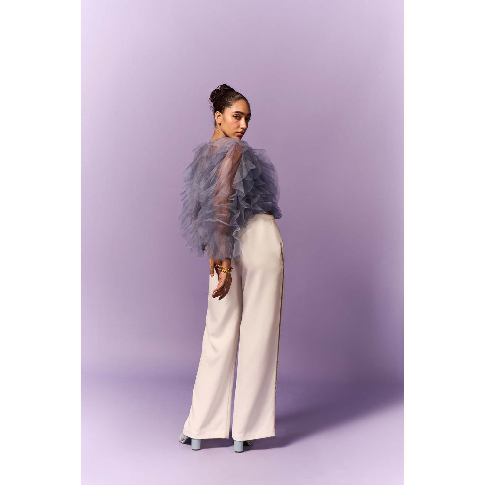 EMBLAZE Light Blue Tulle Ruffle Top