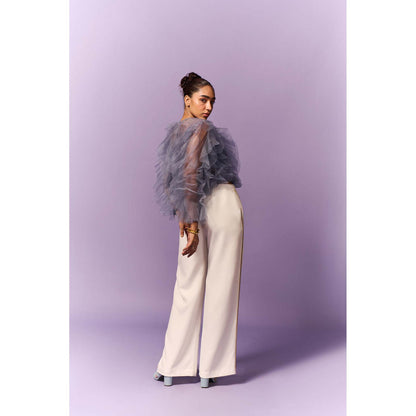 EMBLAZE Light Blue Tulle Ruffle Top