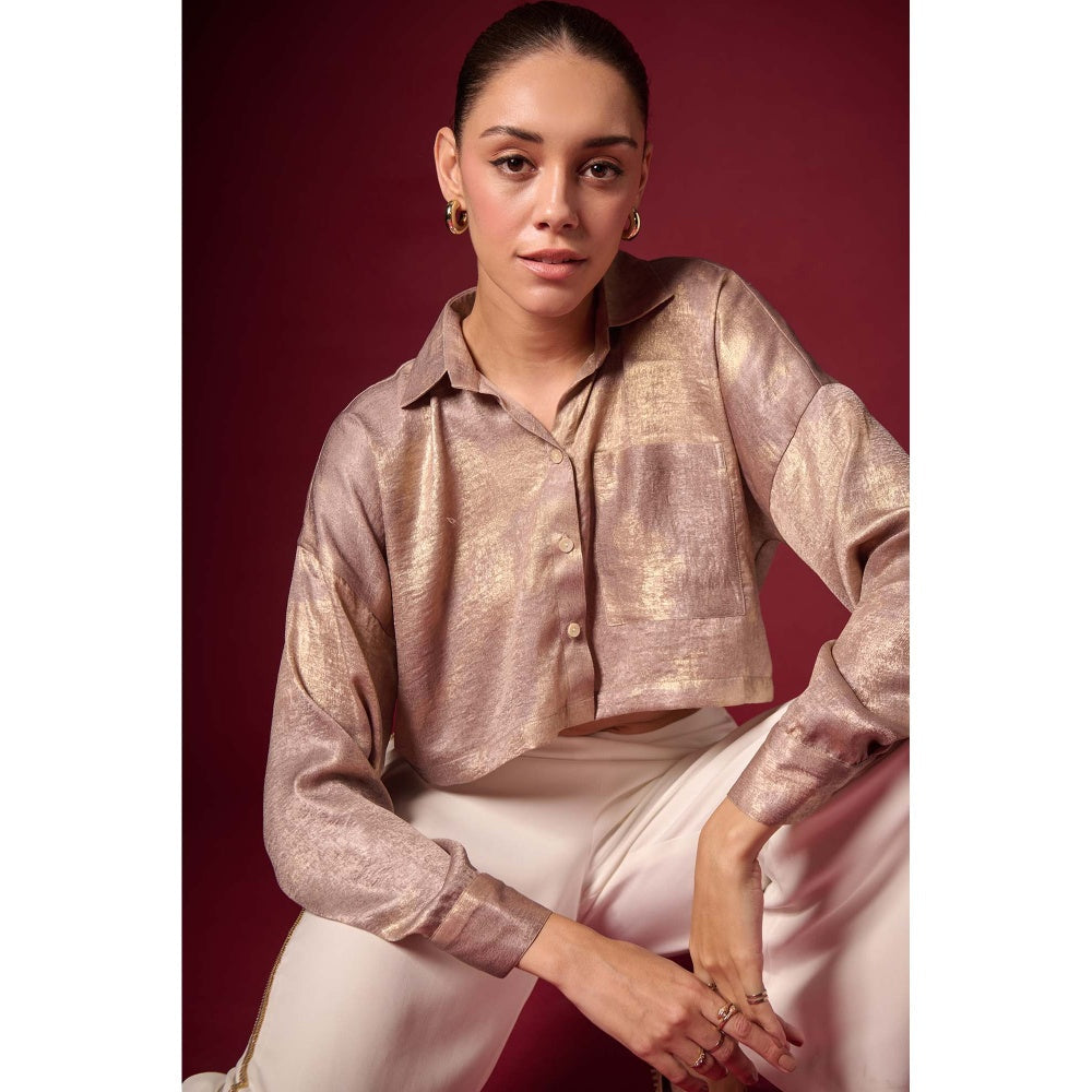 EMBLAZE Golden Foil Crop Shirt