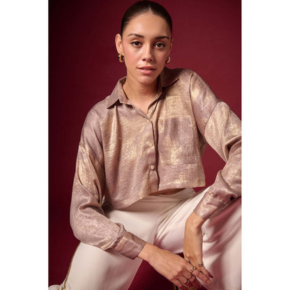 EMBLAZE Golden Foil Crop Shirt