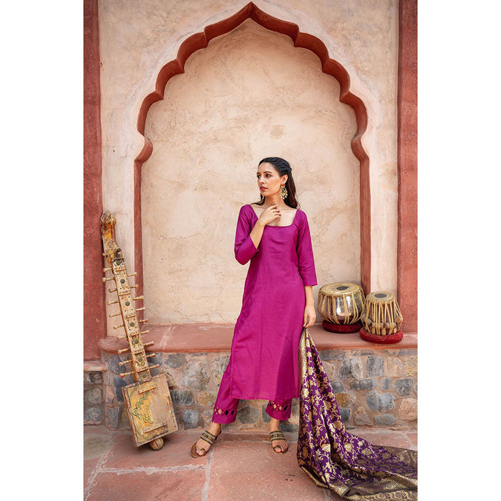 Empress Pitara Purple Silk Suit With Banarasi Dupatta (Set of 3)
