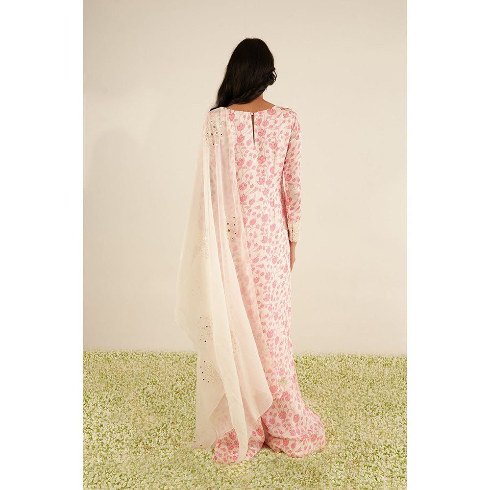 Essay by Sumedha Agrawal White & Pink Kurta with Palazzo and Dupatta (Set of 3)