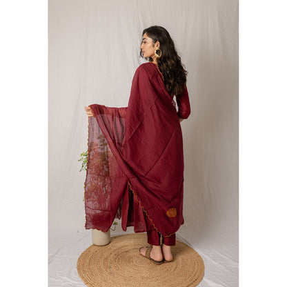 Etar Maroon Rose Anarkali with Dupatta (Set of 2)