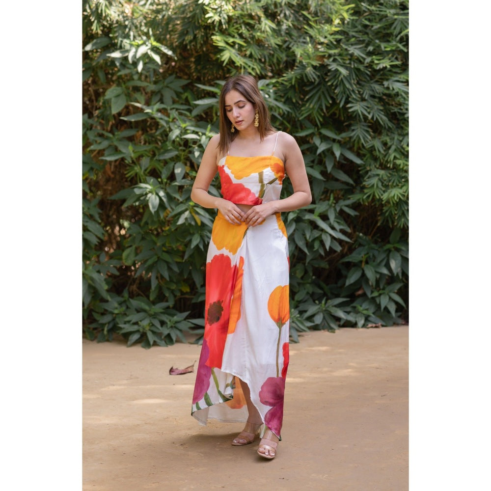 ETAR Floral Top & Skirt with Cape (Set of 3)