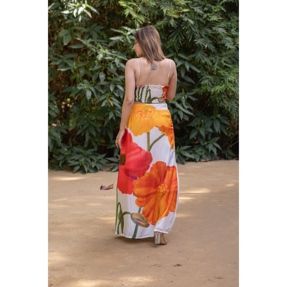 ETAR Floral Top & Skirt with Cape (Set of 3)