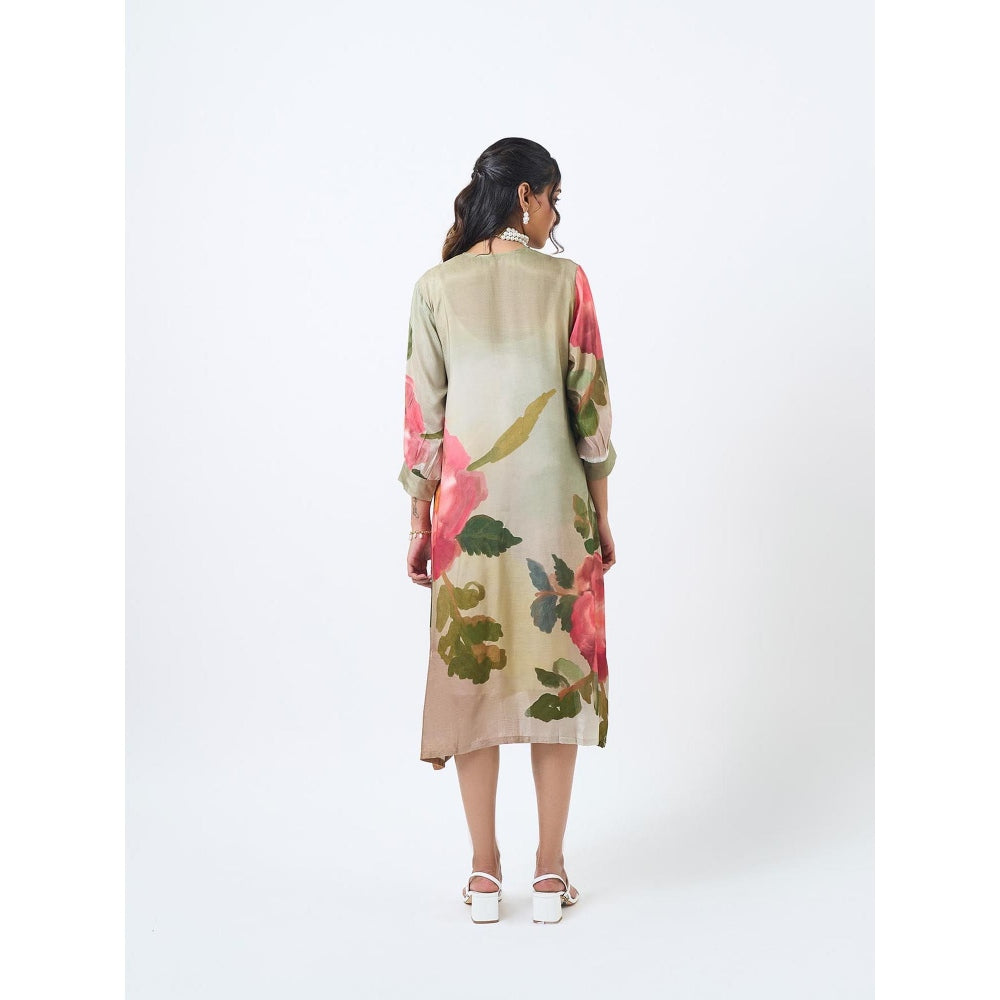 ETAR Green Rose Dress