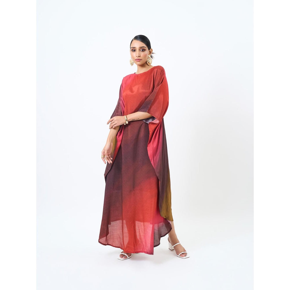 ETAR Red Rime Kaftan Dress