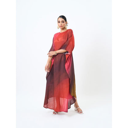 ETAR Red Rime Kaftan Dress