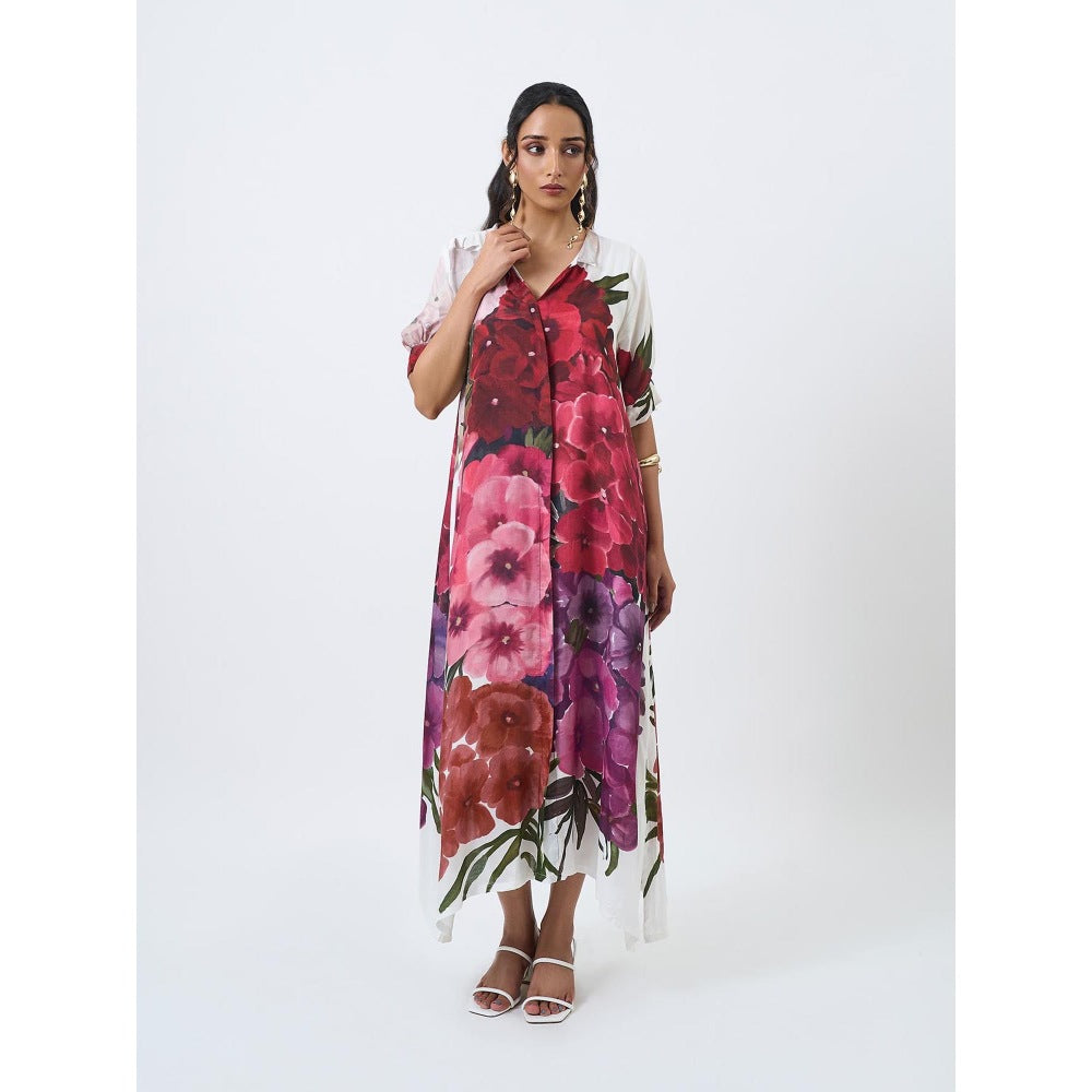 ETAR White Bouquet Dress