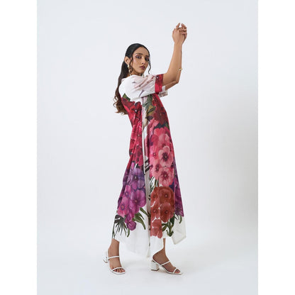 ETAR White Bouquet Dress