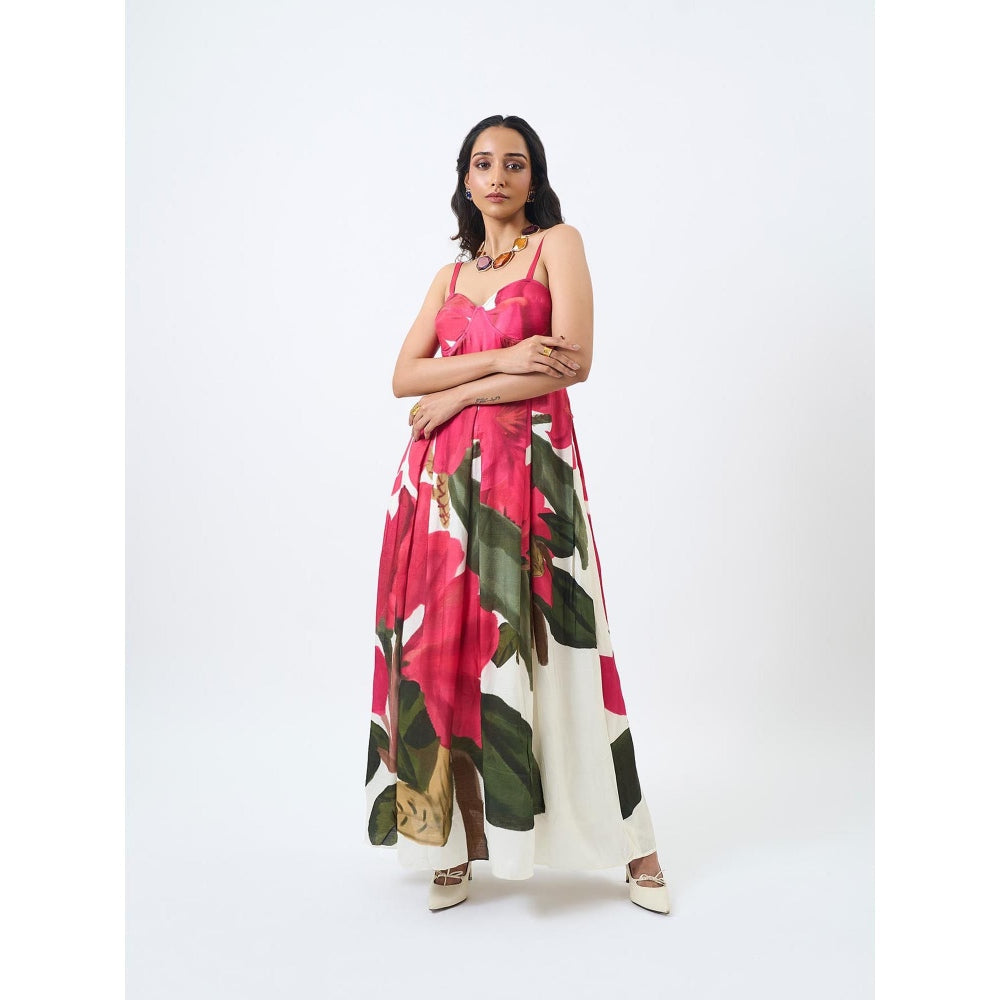 ETAR Pink Flamingo Strappy Dress