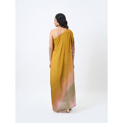 ETAR Honey Mustard One Shoulder Dress