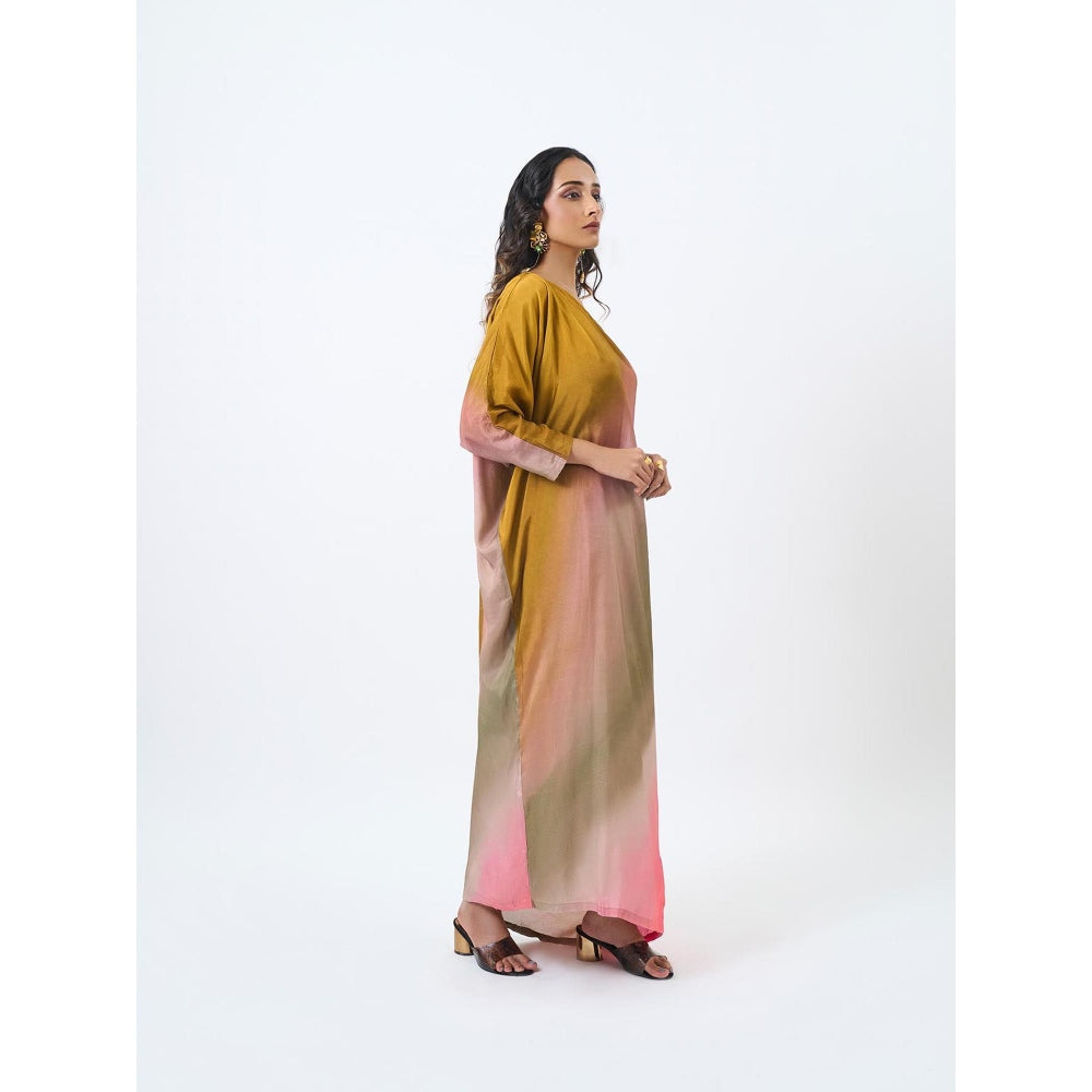 ETAR Honey Mustard One Shoulder Dress