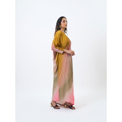 ETAR Honey Mustard One Shoulder Dress