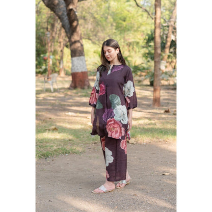 ETAR Zwain Floral Print Kurta and Pant (Set of 2)