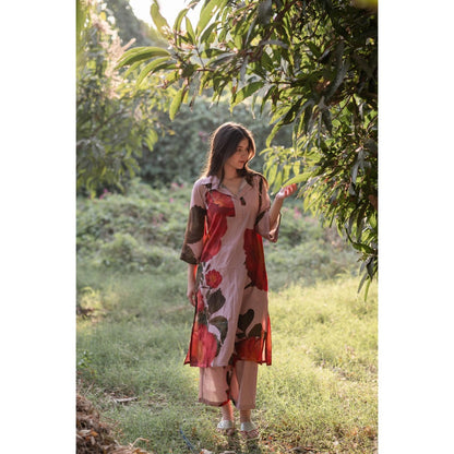 ETAR Poised Berry Printed Kurta and Pant (Set of 2)