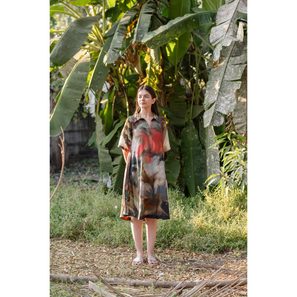 ETAR Dreamy Collar Neck Short Dress