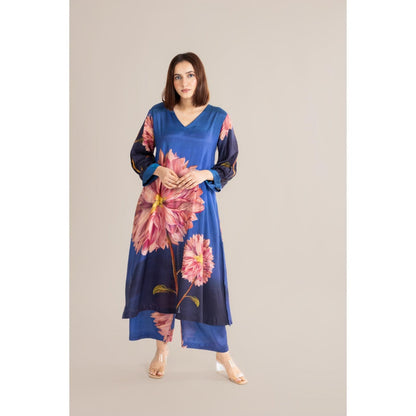 ETAR Blue Water Lily Co-Ord Set