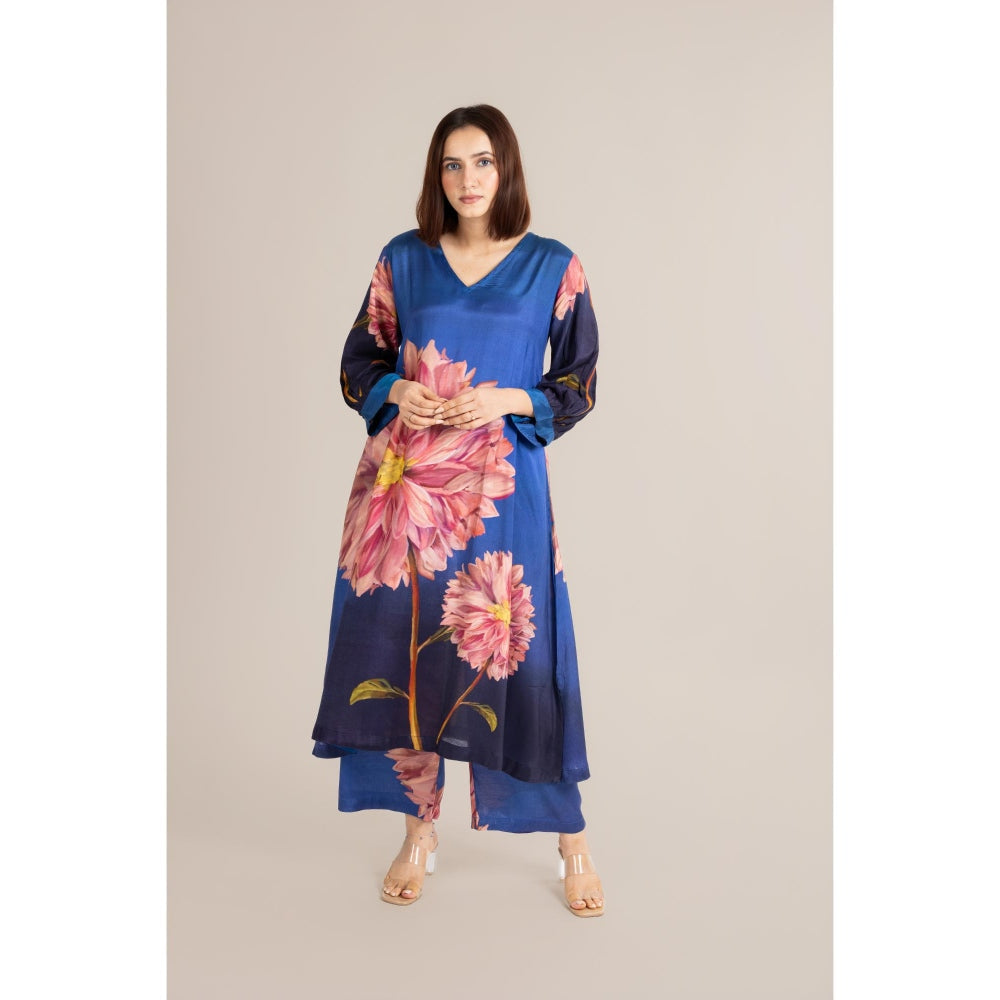 ETAR Blue Water Lily Co-Ord Set