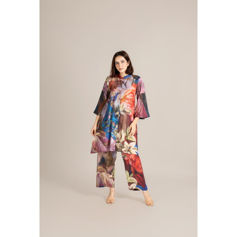 ETAR Multi-Colour Feathered Grace Co-Ord Set