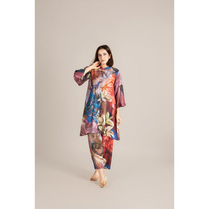 ETAR Multi-Colour Feathered Grace Co-Ord Set