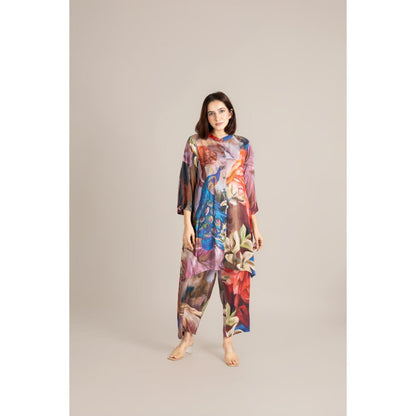 ETAR Multi-Colour Feathered Grace Co-Ord Set
