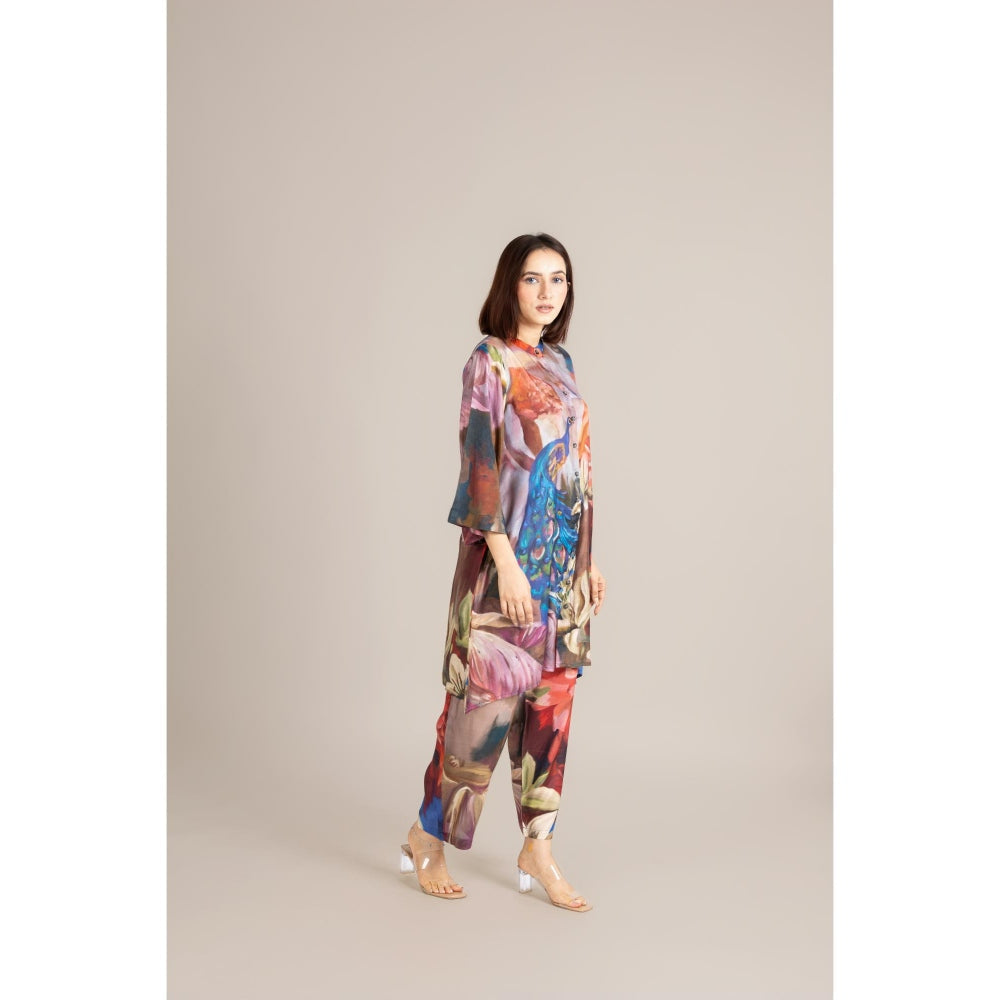 ETAR Multi-Colour Feathered Grace Co-Ord Set