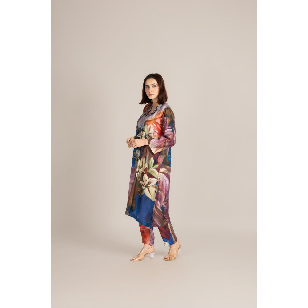 ETAR Multi-Colour Feathered Grace Co-Ord Set