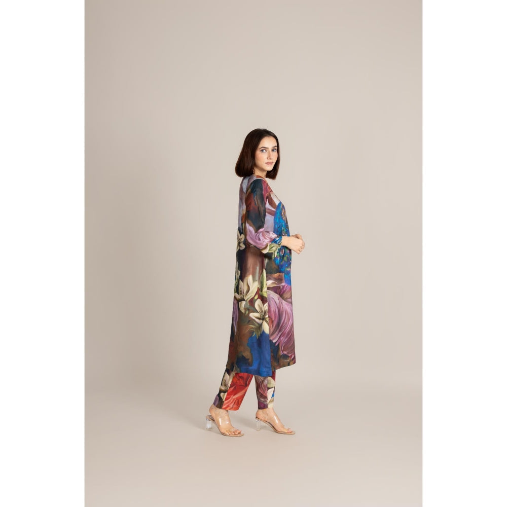 ETAR Multi-Colour Feathered Grace Co-Ord Set