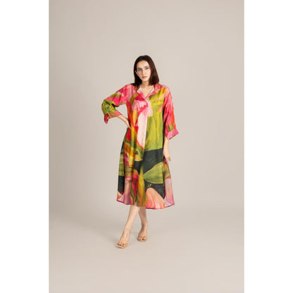 ETAR Multi-Colour Palm Line Dress