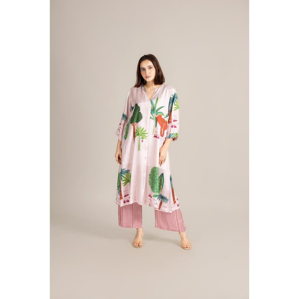 ETAR White Blush Veli Kurta with Palazzo