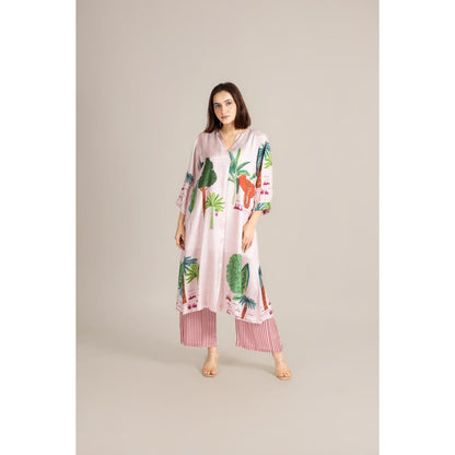 ETAR White Blush Veli Kurta with Palazzo