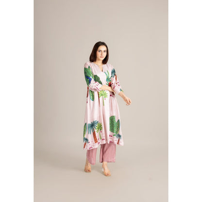 ETAR White Blush Veli Kurta with Palazzo